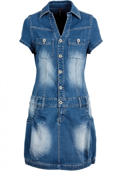 Остроумный вираж джинсовой моды: смелое платье-баллон длиной мини из денима - индиго или с эффектом потертост